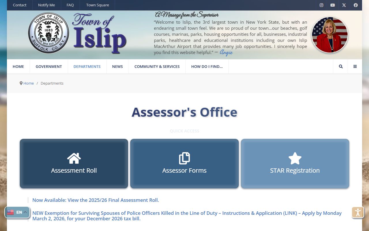 Islip Assessor office information for property and white pages lookups
