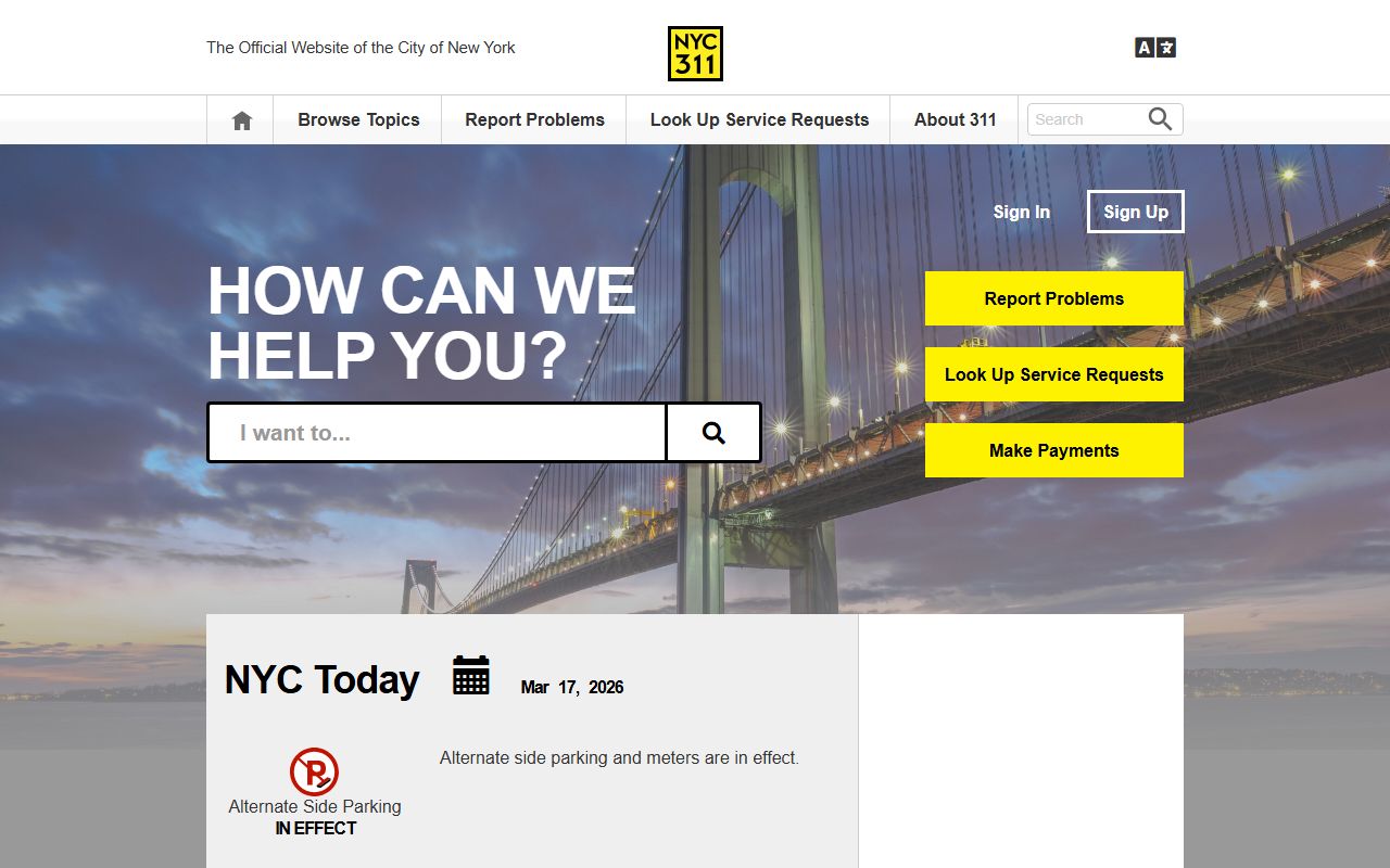 NYC 311 services portal for New York City white pages lookups