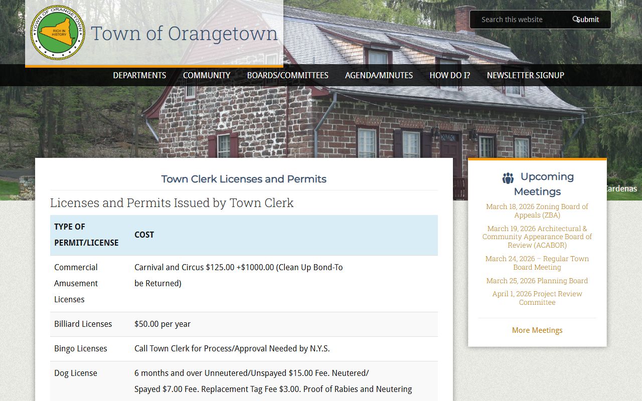 Orangetown Town Clerk website for white pages searches