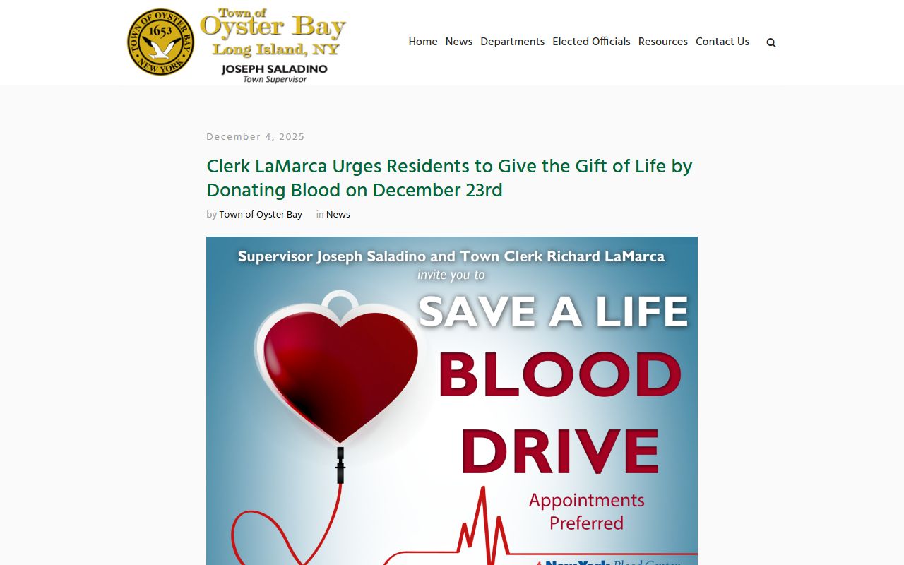 Oyster Bay Town Clerk website for white pages record searches