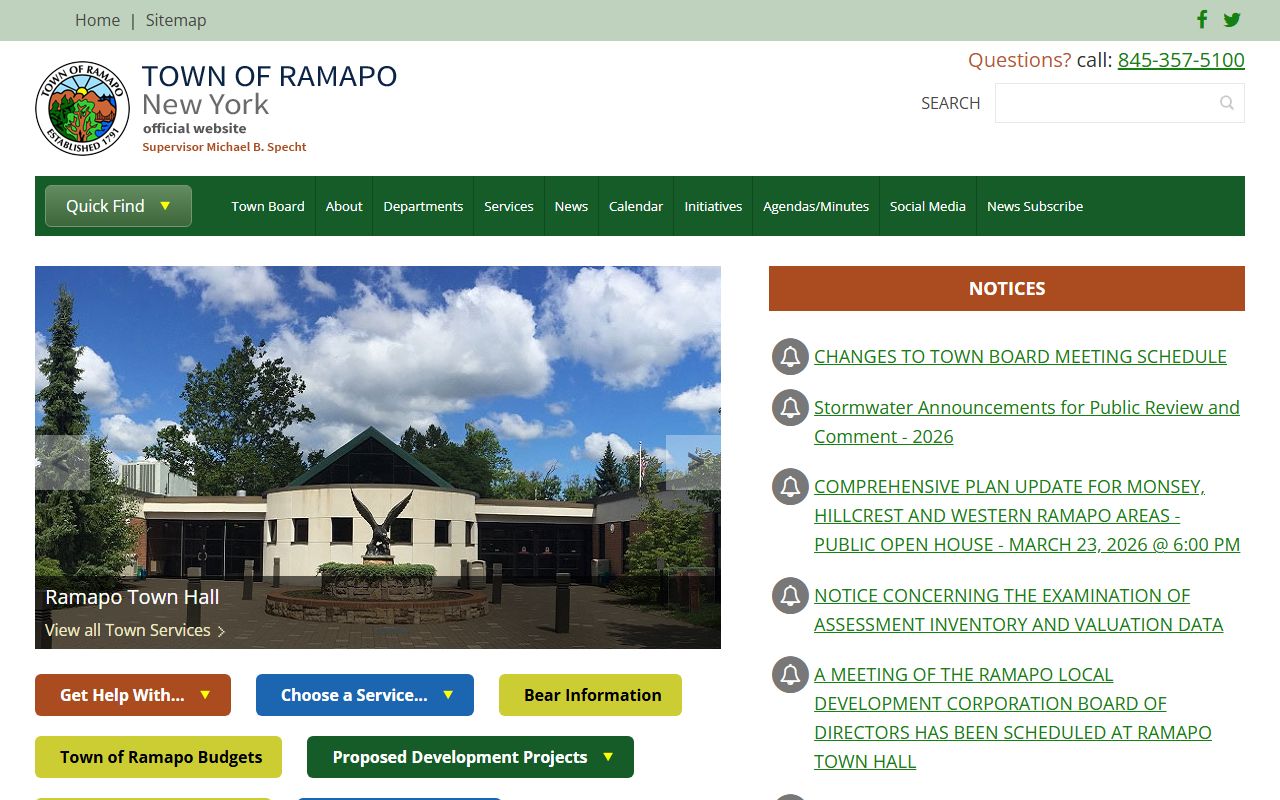 Ramapo Building Department page for white pages record searches