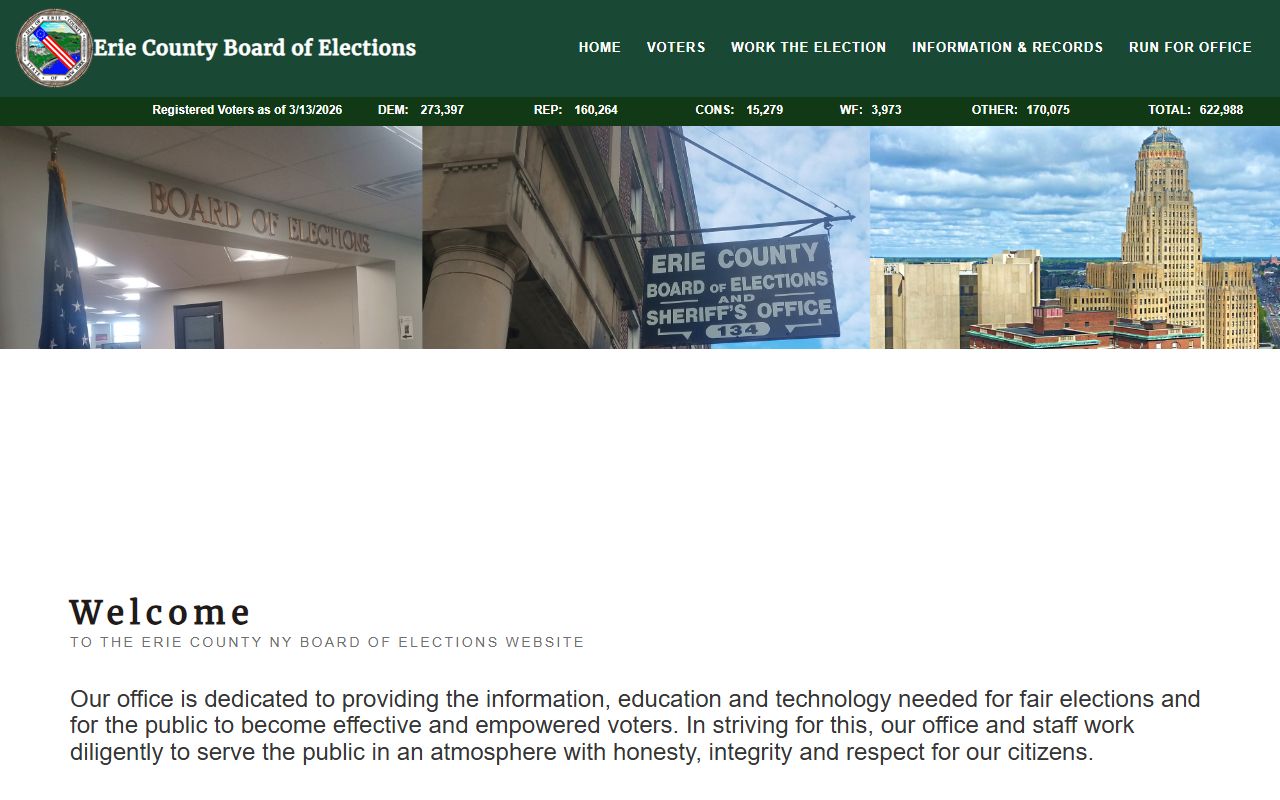 Erie County Board of Elections website for voter record searches