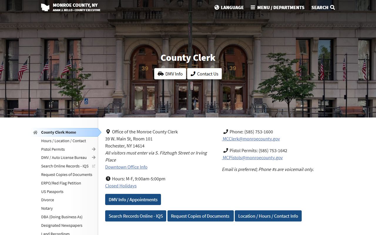 Monroe County Clerk portal for Rochester white pages searches