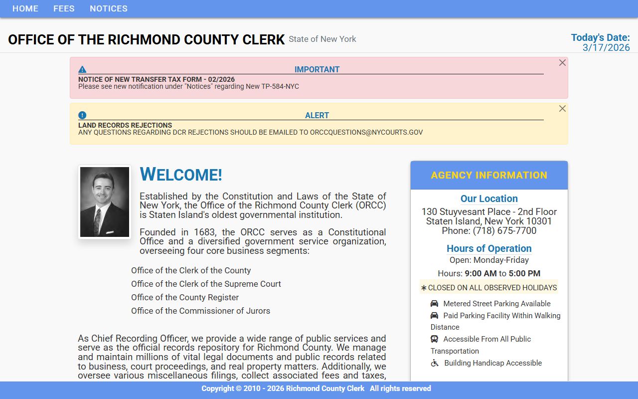 Richmond County Clerk website for white pages searches on Staten Island