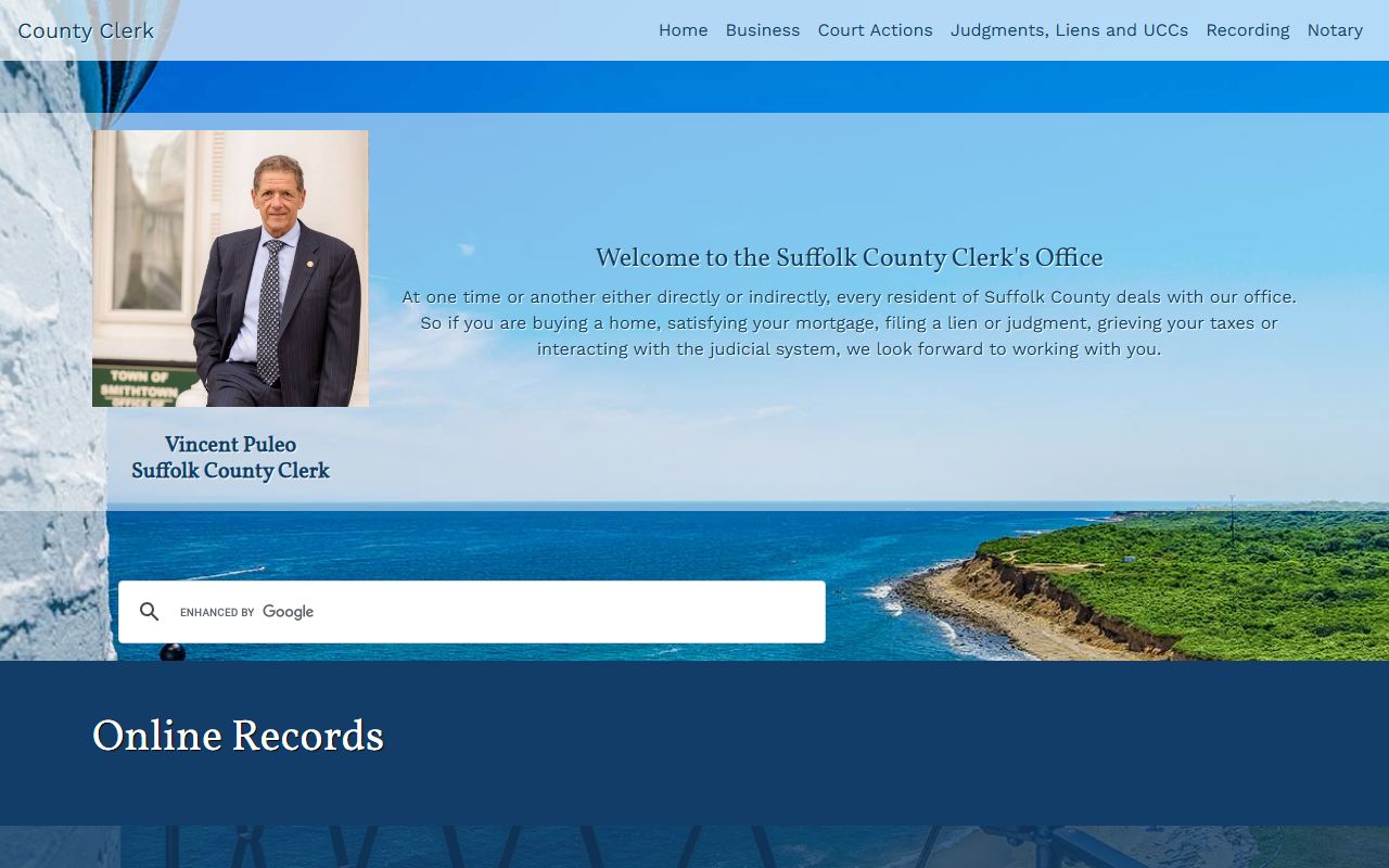 Suffolk County Clerk online records portal for white pages searches