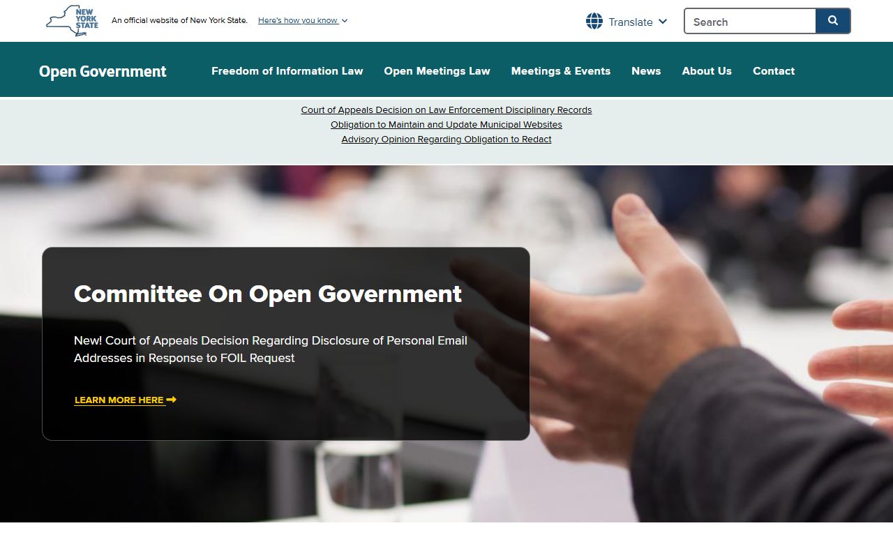 NYS Committee on Open Government website for New York White Pages access