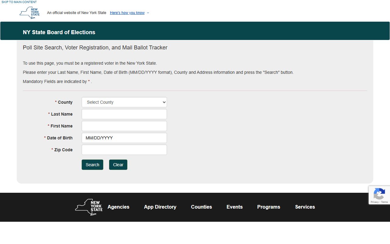 New York State Voter Lookup Portal for White Pages searches